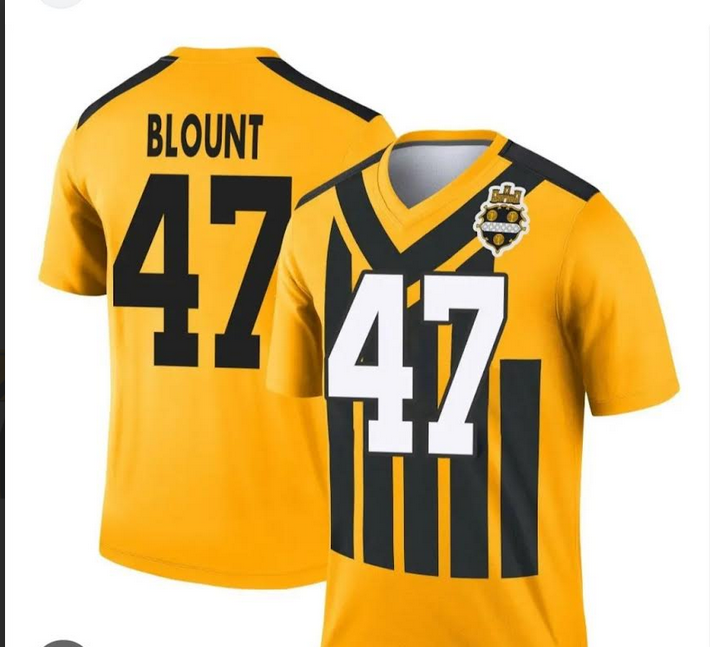 Men 2025 Pittsburgh Steelers #47 Blount Yellow Throwback Nike Limited NFL Jersey